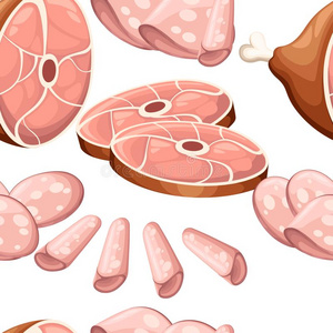 无缝的模式关于肉产品收集腊肠熏制的肉