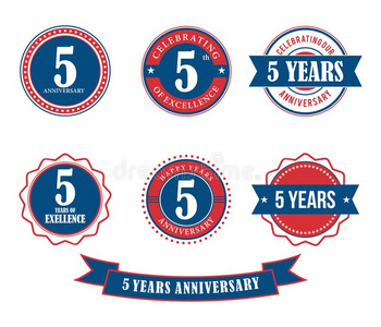 5年周年纪念日徽章象征邮票矢量
