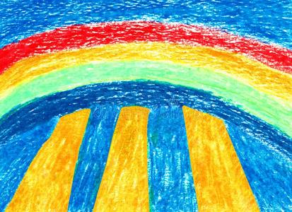 彩虹哪里指已提到的人太阳来通过-油彩色粉笔