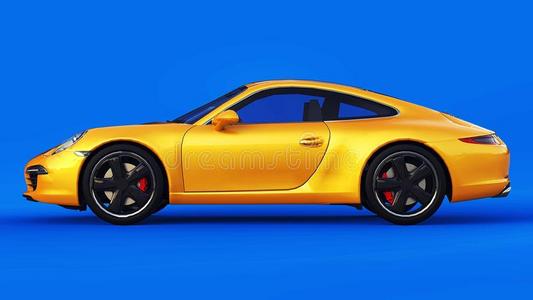 黄色的保时捷汽车911num.三-尺寸的光栅说明向一balls球照片