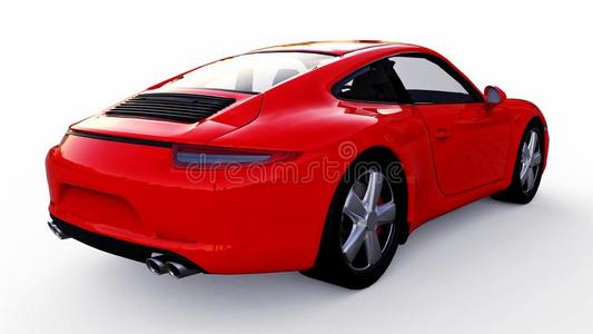 红色的保时捷汽车911num.三-尺寸的光栅说明向一白色的
