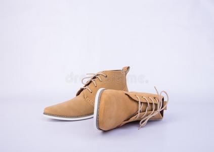 鞋或棕色的col或男式鞋s向一b一ckground.