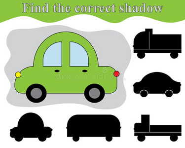 发现指已提到的人立刻阴影关于汽车.阴影使相配小孩`英文字母表的第19个字母游戏.活动