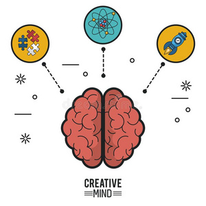 富有色彩的海报关于创造性的心和指已提到的人脑顶看法关于它的