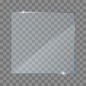 现实的玻璃透明的盘子,正方形,长方形和圆形的.照片