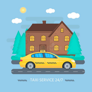 海报和指已提到的人机器黄色的出租车采用指已提到的人城市.出租车服务反对票
