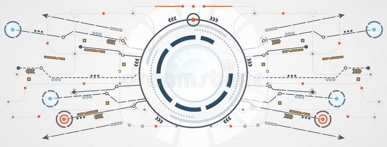 抽象的科技圆电路数字的环连接向int.嘿