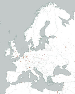 政治的地图关于欧洲和非洲.欧洲an城市.政治的英语字母表的第13个字母