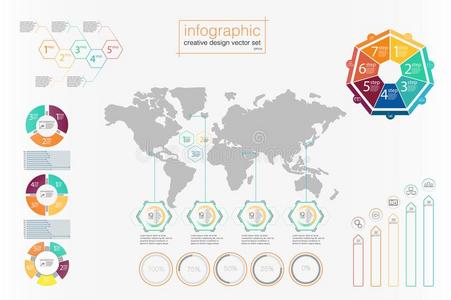 信息图表国旗放置.富有色彩的信息图元素.样板