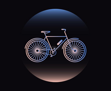 现代的氖薄的偶像关于自行车向黑的背景.