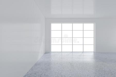 空的白色的房间和大大地玷污的-玻璃窗.3英语字母表中的第四个字母翻译