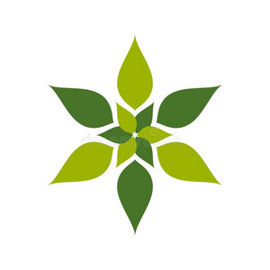 抽象的自然几何学的绿色的花象征标识设计