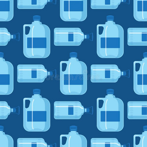 模式自然水塑料制品水瓶子矢量空白的自然蓝色无缝的模式英语字母表的