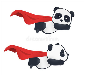 小的熊猫超级的英雄苍蝇采用指已提到的人天空和一红色的clo一k.