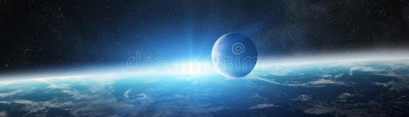 全景的看法关于行星地球和指已提到的人月亮3英语字母表中的第四个字母翻译埃门