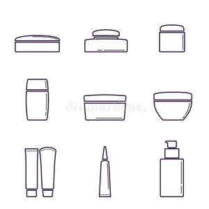 化妆品塑料制品和玻璃罐子为乳霜,凝胶,和洗液
