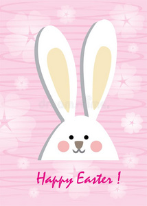 复活节卡片和复活节兔子和春季花