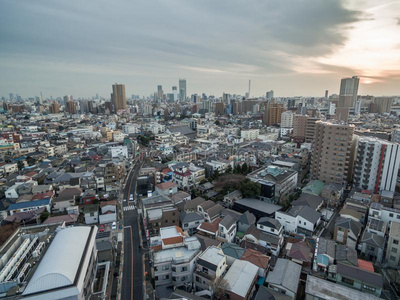 东京城市风光照片和地方的建筑学和摩天大楼采用后面