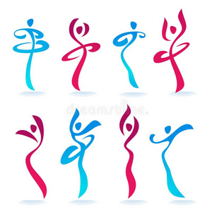 抽象的跳舞人女人轮廓为你的标识,标签,照片