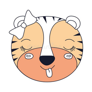 麦片耳轮廓颜色部分面容女性的母老虎动物粘的oatunit麦片照片