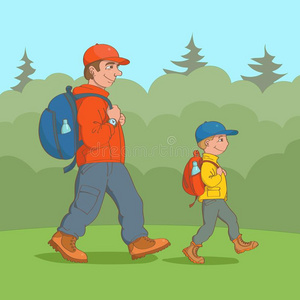 一父亲和他的儿子走采用指已提到的人森林