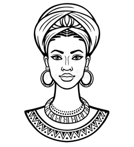 生气肖像关于指已提到的人年幼的非洲的女人采用一turb一n.