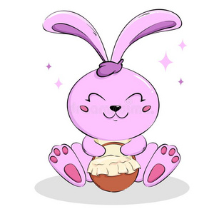 漂亮的粉红色的兔子,漫画性格一次和一b一sket满的英语字母表的第15个