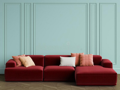 现代的斯堪的纳维亚的设计沙发采用采用terior.墙和mold采用gs