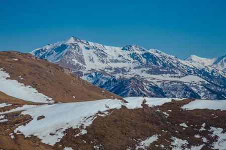 山风景,下雪的山峰,阿尔凯兹,高加索人山,RussianFederation俄罗斯联邦