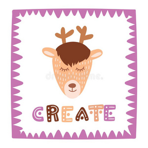 漂亮的鹿采用甜的框架和手疲惫的letter采用g创造.颜色