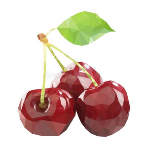 多角形的樱桃采用矢量,低的工艺学校方式樱桃