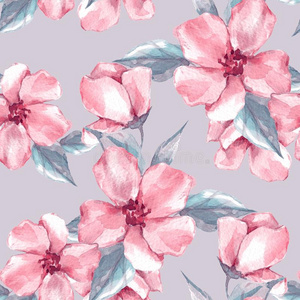 花的无缝的模式和粉红色的花4