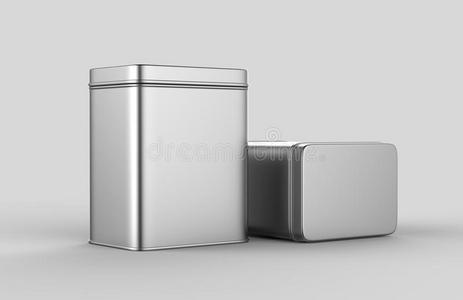 不锈的钢或锡金属发光的银盒容器隔离的