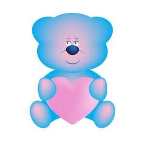 漂亮的蓝色熊和一粉红色的he一rt