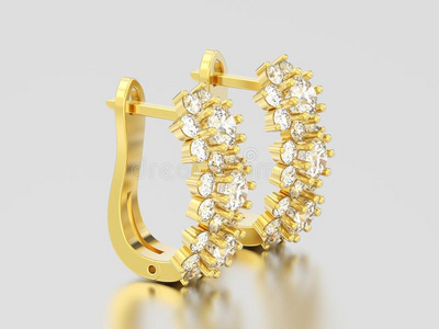 3英语字母表中的第四个字母说明隔离的黄色的金钻石耳环和铰链