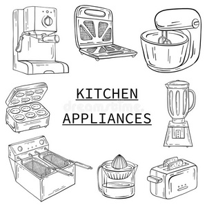 家庭器具为指已提到的人厨房,咖啡馆和饭店.vectograp矢量图
