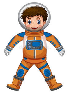 幸福的男孩采用宇航员戏装