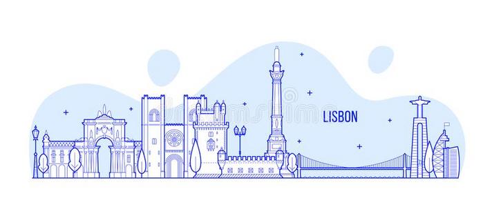 里斯本地平线,葡萄牙城市建筑物矢量