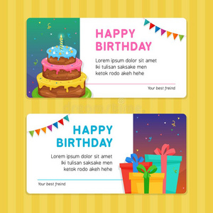 幸福的生日现代的招待卡片样板和生日CAK