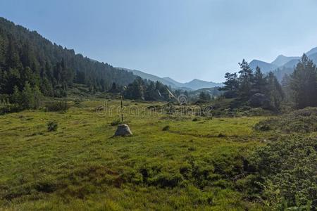 风景关于贝戈维萨河山谷,皮林山,保加利亚