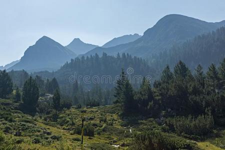 风景关于贝戈维萨河山谷,皮林山,保加利亚