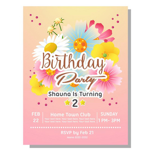 2need需要生日社交聚会招待卡片和花