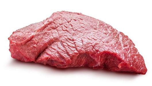 新鲜的生的块关于牛肉肉隔离的向白色的背景