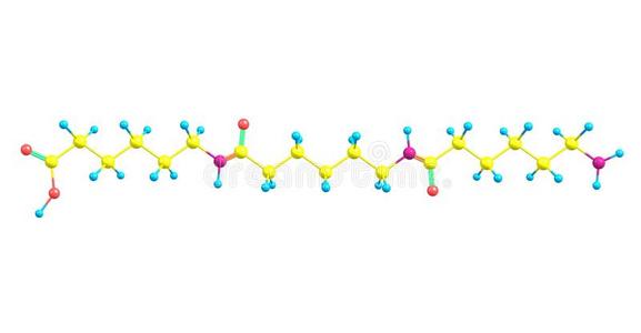 尼龙分子的结构隔离的向白色的背景
