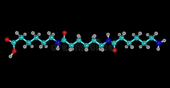 尼龙分子的结构隔离的向黑的背景