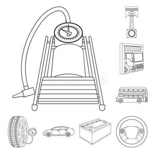 汽车,举起,泵和别的设备梗概偶像采用放置收集