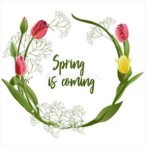 花环关于春季花-海报,招待或横幅