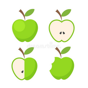 放置关于绿色的苹果成果偶像向白色的,股份矢量插科打