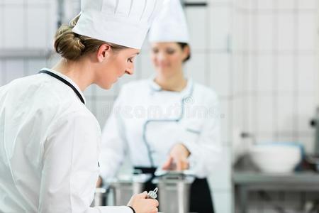 女性的厨师长在使工作采用体系c在er采用g