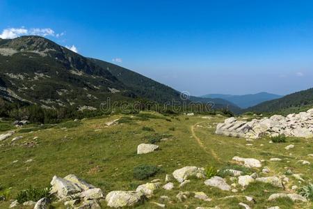 风景关于贝戈维萨河山谷,皮林山,保加利亚